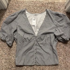 NWT - Abercrombie & Fitch brown & white gingham top - women’s large